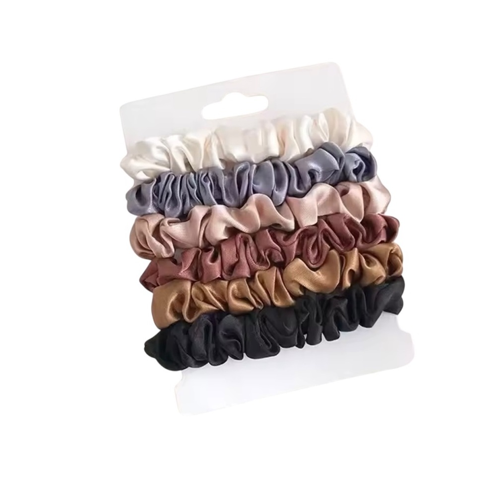 Silky Satin Hair Scrunchie 6-Piece Set Silk-Feel Scrunchies for Women NIP - Picture 1 of 4